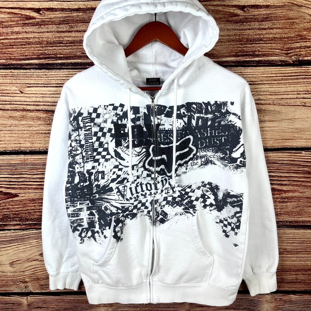 Vintage Y2k Fox Racing Motocross Zip Up Hoodie Jacket